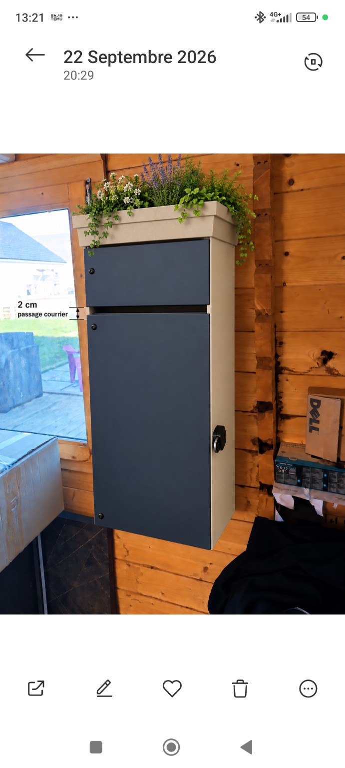 Prototype de la boîte aux lettres et colis BOCOLI, finition anthracite et beige